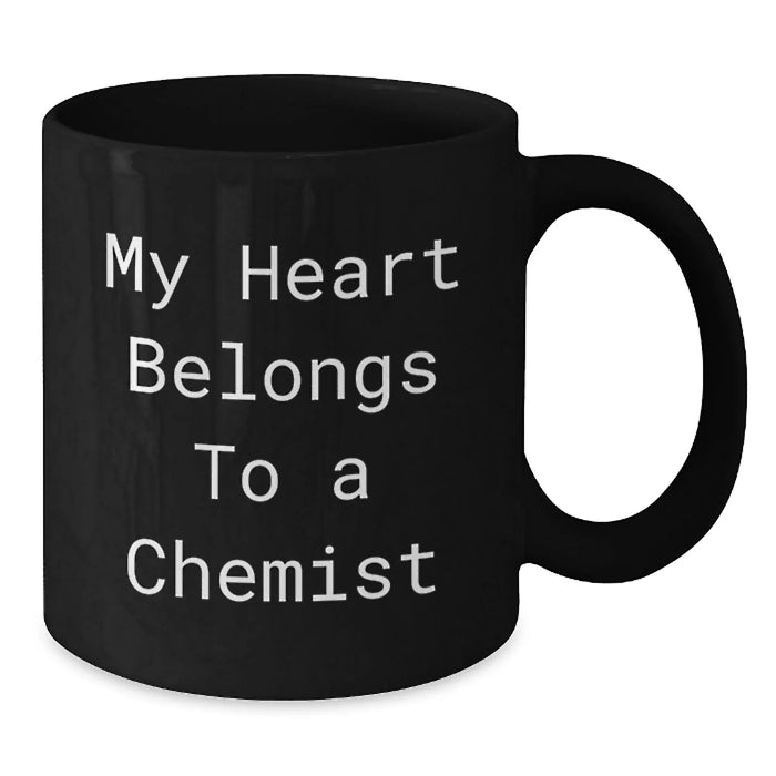 Funny Chemist Gifts from Friends to Chemist Black Coffee Mug My Heart Belongs To A Chemist this Christmas - Additional