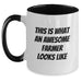 Funny Gifts for Farmer Friends Two Tone Coffee Mugs - 'This Is What An Awesome Farmer Looks Like' Inspirational Farming Quote Mug, Gifts from Family to Men and Women - Main