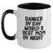 Banker by Day, World's Best Mom by Night Funny Graduation Gifts from Friends to Banker Two Tone Coffee Mugs - Main
