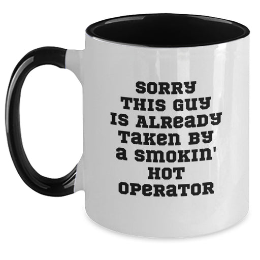 Funny Operator Gifts for Men and Friends - Two Tone Coffee Mug, Smokin' Hot Operator Quote, Christmas Unique Presents - Main