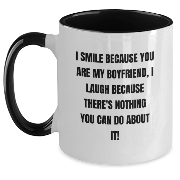 Laughter and Love Sweetheart Gifts, I Smile Because You Are My Sweetheart, Gifts from Women to Sweetheart, Unique Birthday Unique Gift for Him, Two Tone Coffee Mug - Main