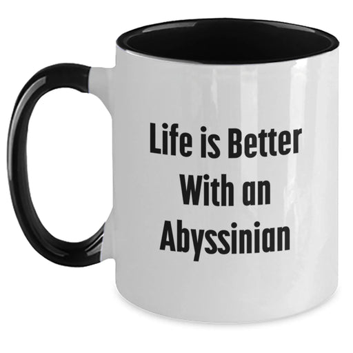 Funny Abyssinian Cat Gifts from Friends for Birthday - Two Tone Coffee Mug with Life Is Better With An Abyssinian Quote - Main