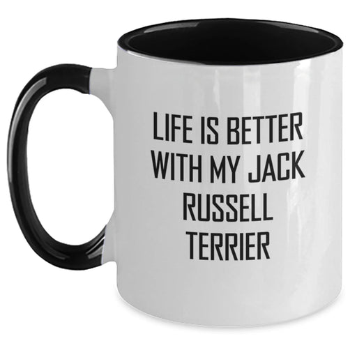 Funny Gifts for Jack Russell Terrier Dog Lovers, Life Is Better Quote, Birthday Unique Mugs from Friends to Family, Two Tone Coffee Mug - Main