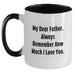Funny Father Birthday Unique Gifts from Friends - Two Tone Coffee Mug with 'My Dear Father...' Quote - Main