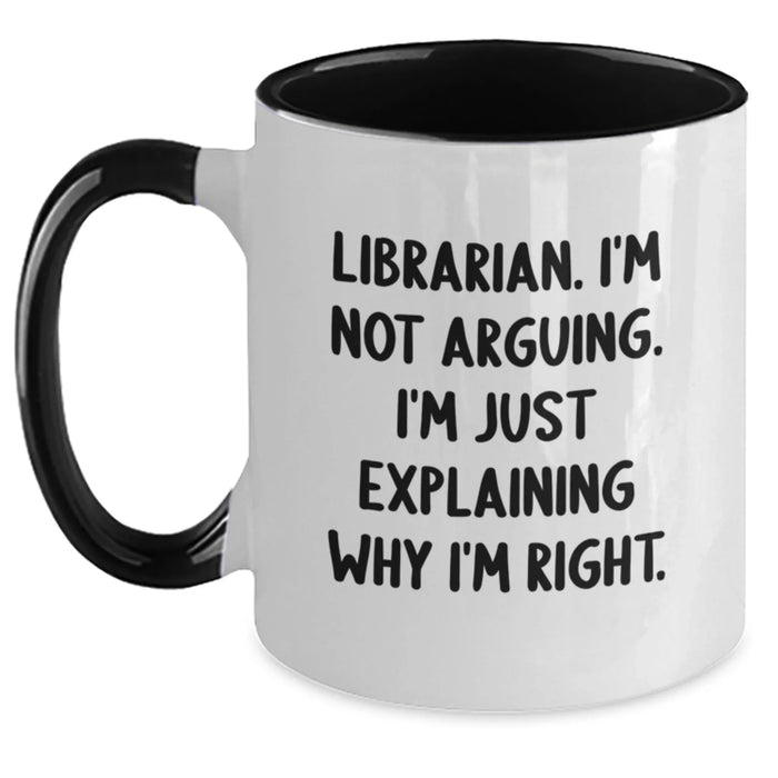 Funny Librarian Gifts from Friends, Perfect for Woman Librarian, Unique Two Tone Coffee Mug for Christmas - Main