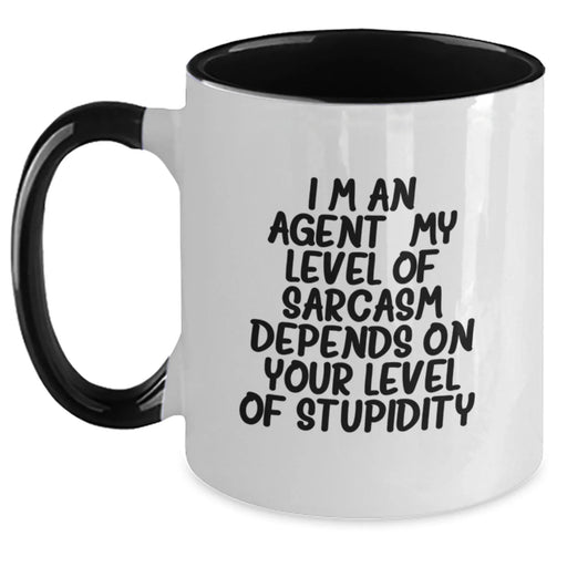 Funny Agent Coffee Mug Gifts from Men to Agent Friends and Family for Christmas - Two Tone Ceramic Mugs with Sarcastic Quote inside - Main