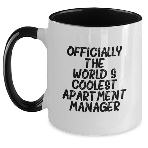 Funny Gifts from Men, Family, or Friends to Apartment Manager on Father's Day - Officially The World's Coolest Apartment Manager Two Tone Coffee Mug - Main