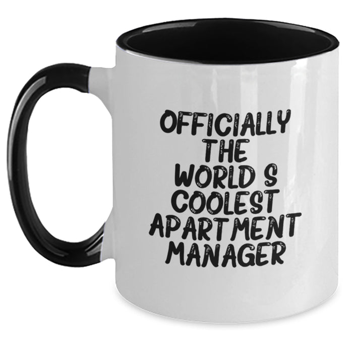 Funny Gifts from Men, Family, or Friends to Apartment Manager on Father's Day - Officially The World's Coolest Apartment Manager Two Tone Coffee Mug - Main