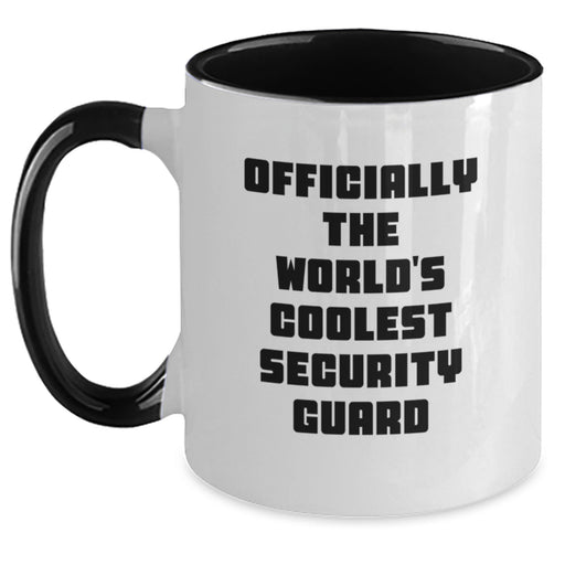 Funny Security Guard Gifts from Men to Security Guard, 'Officially The World's Coolest Security Guard' Two Tone Coffee Mug for Security Guard, Unique Father's Day Unique Gifts for Men - Main