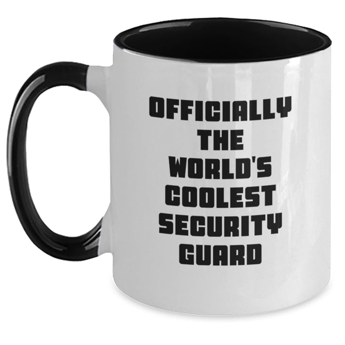 Funny Security Guard Gifts from Men to Security Guard, 'Officially The World's Coolest Security Guard' Two Tone Coffee Mug for Security Guard, Unique Father's Day Unique Gifts for Men - Main