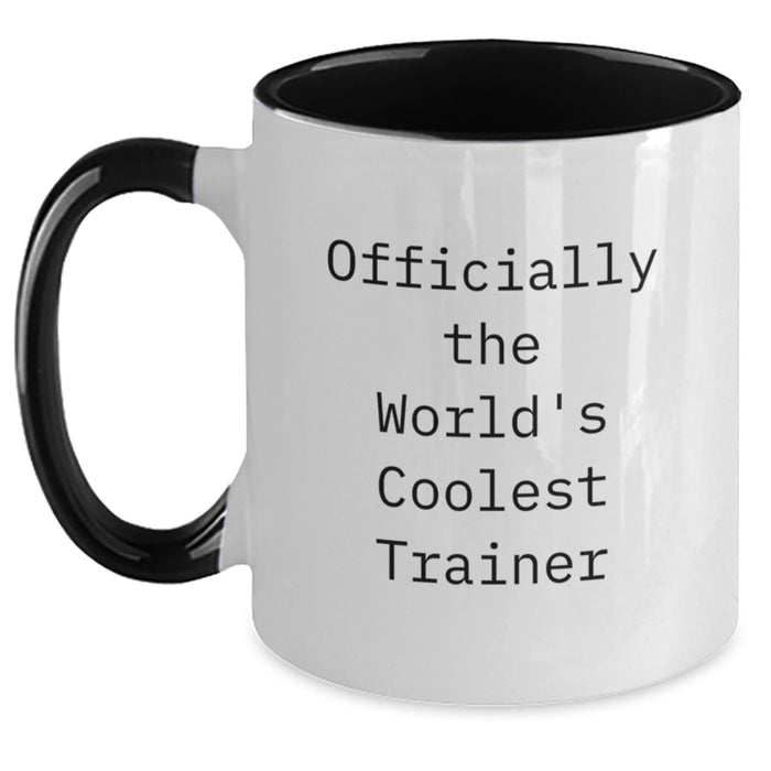 Funny Trainer Gifts from Men for Valentine's Unique Two Tone Coffee Mugs - Officially The World's Coolest Trainer Lover, Funny Trainer Mug, Trainer Enthusiast Gift, Trainer Lover Mug - Main