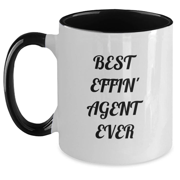 Funny Agent Gifts from Men to Agent Friends, Unique Two Tone Coffee Mugs with Best Effin' Agent Ever Quote, Christmas Unique Gifts for Agents - Main