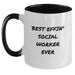 Funny Quote for Best Effin' Social Worker Ever Gifts from Men to Social Worker Dad on Father's Day Unique Two Tone Coffee Mugs - Main