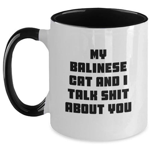 Balinese Cat Gifts, Funny Quote Coffee Mug for Graduation, Two Tone White Ceramic Mug Gifts from Friends for Balinese Cat Lovers - Main