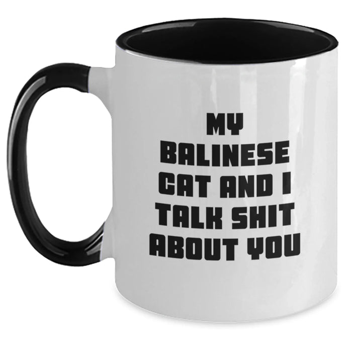 Balinese Cat Gifts, Funny Quote Coffee Mug for Graduation, Two Tone White Ceramic Mug Gifts from Friends for Balinese Cat Lovers - Main