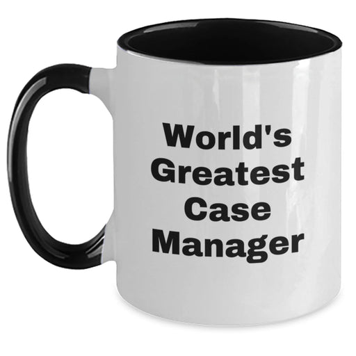 Funny Case Manager Gifts from Friends, World's Greatest Case Manager Two Tone Coffee Mug, Birthday Unique Present - Main
