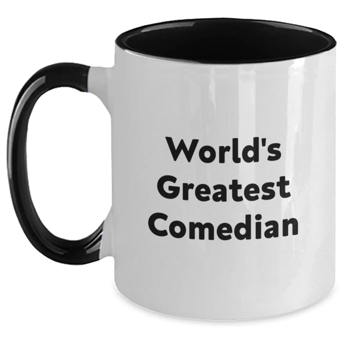 Comedian Gifts, World's Greatest Comedian Two Tone Coffee Mugs, Funny Birthday Unique Gifts from Friends, for Comedian Enthusiasts, 11oz Ceramic Mugs - Main
