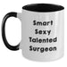 Funny Surgeon Gifts for Men from Coworkers - Smart Sexy Talented Surgeon Two Tone Coffee Mug, Christmas Unique Presents - Main