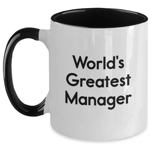 Funny World's Greatest Manager Quote Gifts from Friends for Manager, Unique Two Tone Coffee Mugs for Valentine's, Inspirational Mug for Men and Women - Main