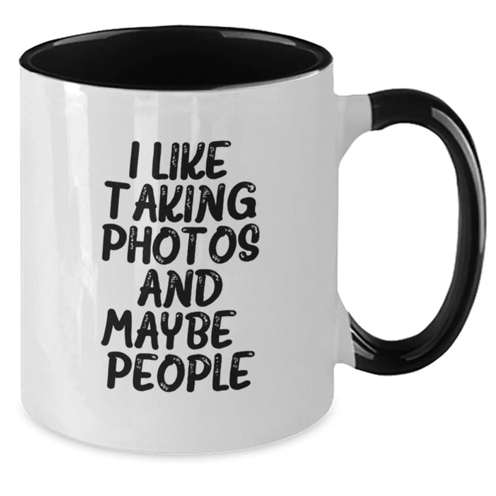 Funny Taking Photos Two Tone Coffee Mug Gifts for Friends on Christmas - Black and White - Additional