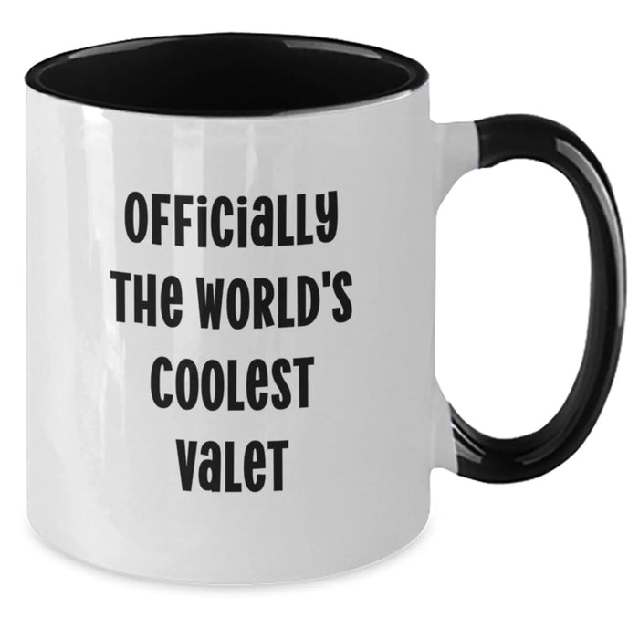 Funny Valet Gifts from Friends for Valet - Two Tone Coffee Mug - Officially The Worlds Coolest Valet - Additional
