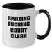 Funny Court Clerk Gifts from Friends and Family, Court Clerk Two Tone Coffee Mug, 'Amazing F--king Court Clerk' Quote, Unique Graduation Gifts for Men and Women - Additional