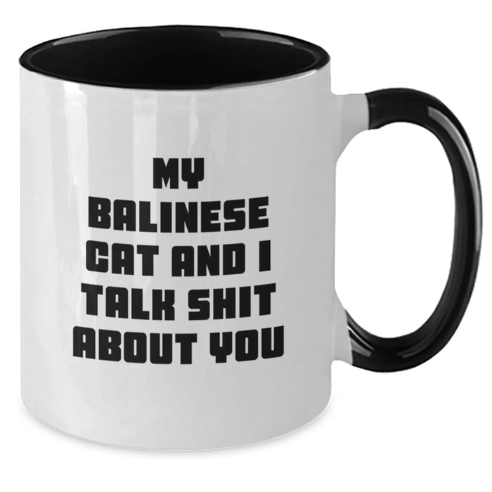 Balinese Cat Gifts, Funny Quote Coffee Mug for Graduation, Two Tone White Ceramic Mug Gifts from Friends for Balinese Cat Lovers - Additional