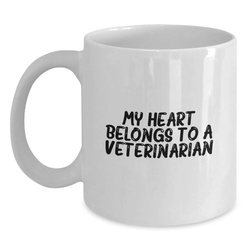 Funny Veterinarian Gifts from Men to Birthday Veterinarian My Heart Belongs To A Veterinarian White Coffee Mug, White Coffee Mug for Veterinarian, Veterinarian Lover Gifts - Main