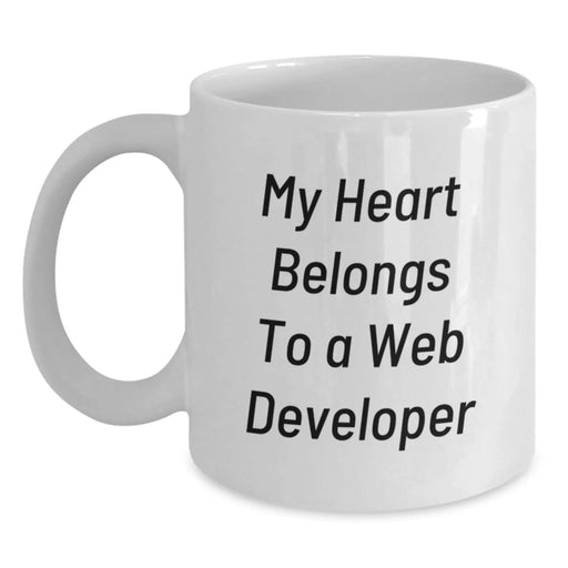 Funny Web Developer Gifts for Him - My Heart Belongs To A Web Developer Birthday Unique Mugs from Friends to Family - Main
