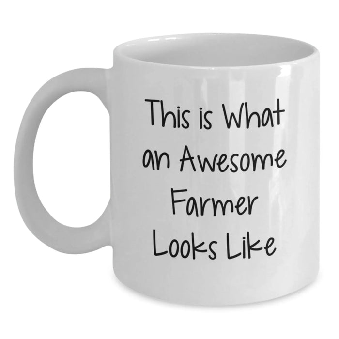 Funny Farmer Gifts from Friends - White Coffee Mug - 'This Is What An Awesome Farmer Looks Like' Birthday Unique Gifts for Farmer - Main