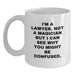 Funny Lawyer Christmas Unique Gifts from Friends to Lawyer with White Coffee Mug - I'm A Lawyer. Not A Magician - Main