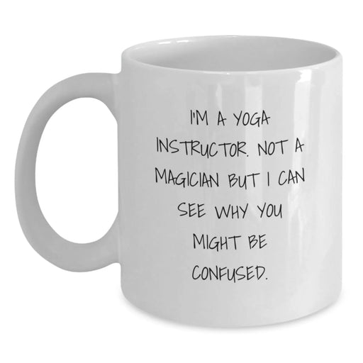 Funny Yoga Instructor Gifts from Friends for Yoga Instructor Men, Christmas Unique White Coffee Mugs, I'm A Yoga Instructor - Main