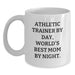 Funny Athletic Trainer Gifts Mom White Coffee Mug, Gifts from Mom to Athletic Trainer, Perfect for Graduation, 'Athletic Trainer By Day, World's Best Mom By Night.' - Main