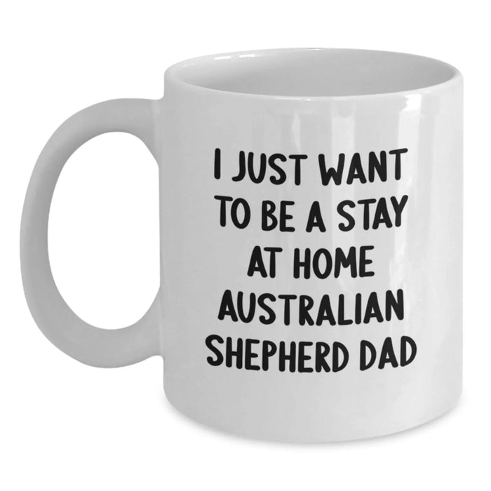Funny Australian Shepherd Dog Gifts from Dad to Men, White Coffee Mug for Christmas Unique Presents - Main