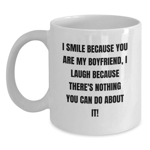 Funny Sweetheart Gifts from Friends, Love and Laughter on Birthday Unique Gifts - I Smile Because You Are My Sweetheart, White Coffee Mug for Him - Main