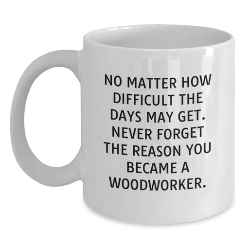 Woodworker Inspirational Gifts from Family - Funny Quote White Coffee Mug for Woodworker Men, Women, Friends, Coworkers on Birthday Unique Gifts Day - Main