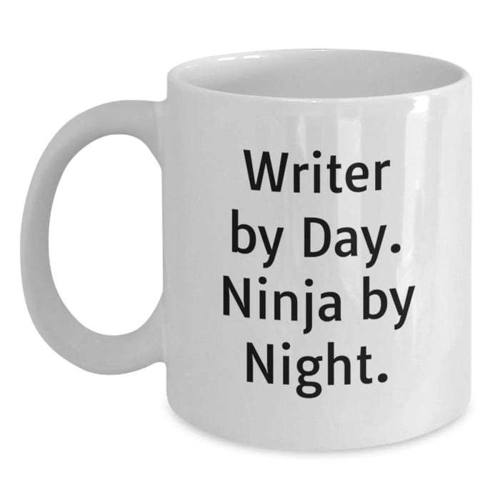 Funny Writer Gifts for Him by Day Ninja Mug White Coffee 11oz 15oz Christmas Unique - Main