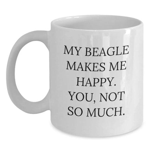 Funny Beagle Dog Gifts for Him from Friends, White Coffee Mug, Birthday Unique - Main