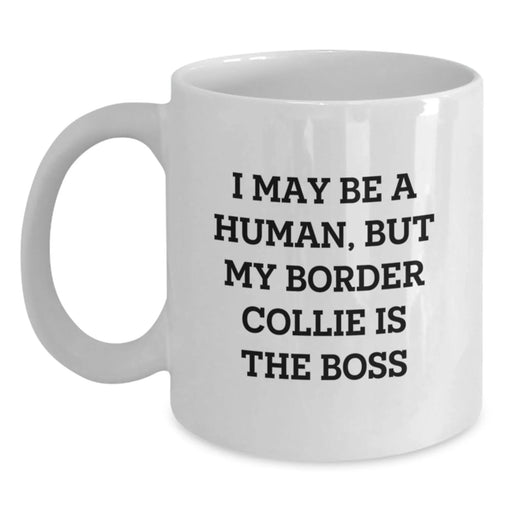 Funny Border Collie Dog Gifts from Men to Women Friends Coworkers Family - I May Be A Human, But My Border Collie Is The Boss Birthday Unique Mug for Border Collie Dog Lover - Main