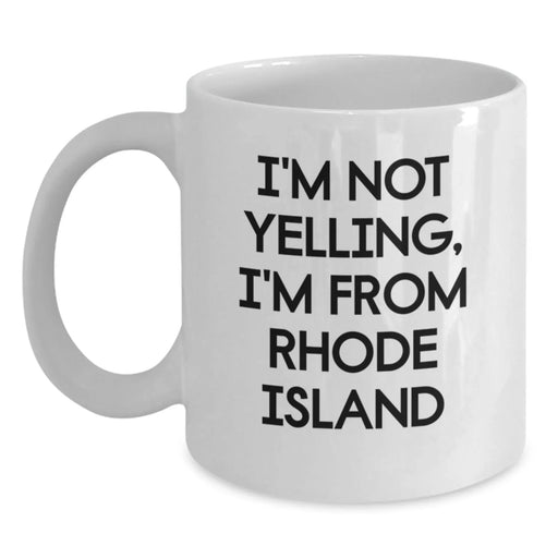 Funny White Coffee Mugs Gifts from Rhode Island Lovers for Friends and Family - Main