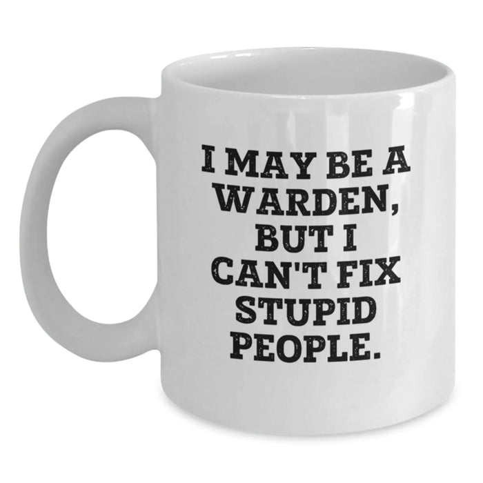 Funny Warden White Coffee Mug Gifts from Friends and Family for Christmas Unique Presents - Main