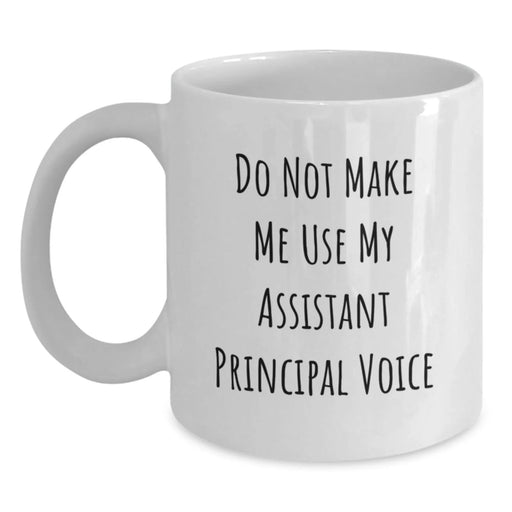 Funny Assistant Principal Gifts for Him from Friends, White Coffee Mug with 'Do Not Make Me Use My Assistant Principal Voice' Quote for Birthday - Main