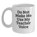 Funny Teacher Gifts - White Coffee Mug for Birthday 'Do Not Make Me Use My Teacher Voice' from Friends - Main
