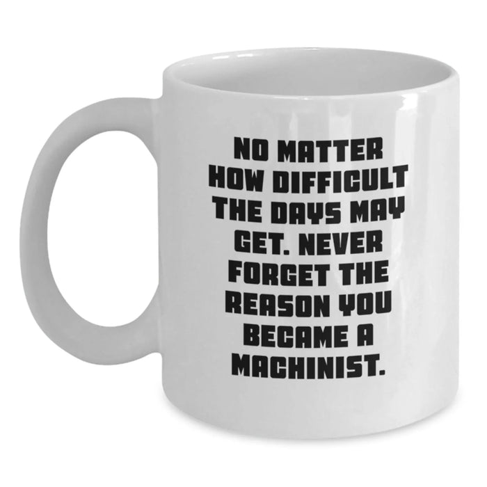 Funny Machinist Gifts from Men to Friends, White Coffee Mug for Machinist, Inspirational Quote - Main