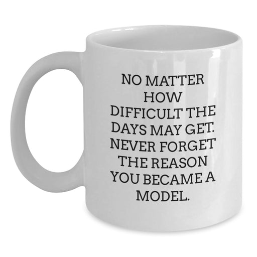 Funny Model Gifts, Valentine's Unique Gifts for Friends, Funny White Coffee Mug, Quote - 'Never Forget The Reason You Became A Model', Gifts from Men, Women, Friends, Coworkers, Family - Main