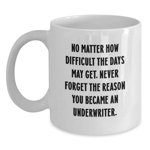 Funny Underwriter Birthday Unique Gifts from Friends, White Coffee Mug, Inspirational Quote - Gifts for Men and Women - Main