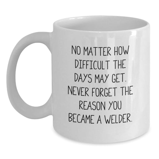 Welder Inspirational Gift, White Coffee Mug, Christmas Unique Present for Him, Funny Quote 'Never Forget The Reason You Became A Welder', Gifts from Men to Friends - Main
