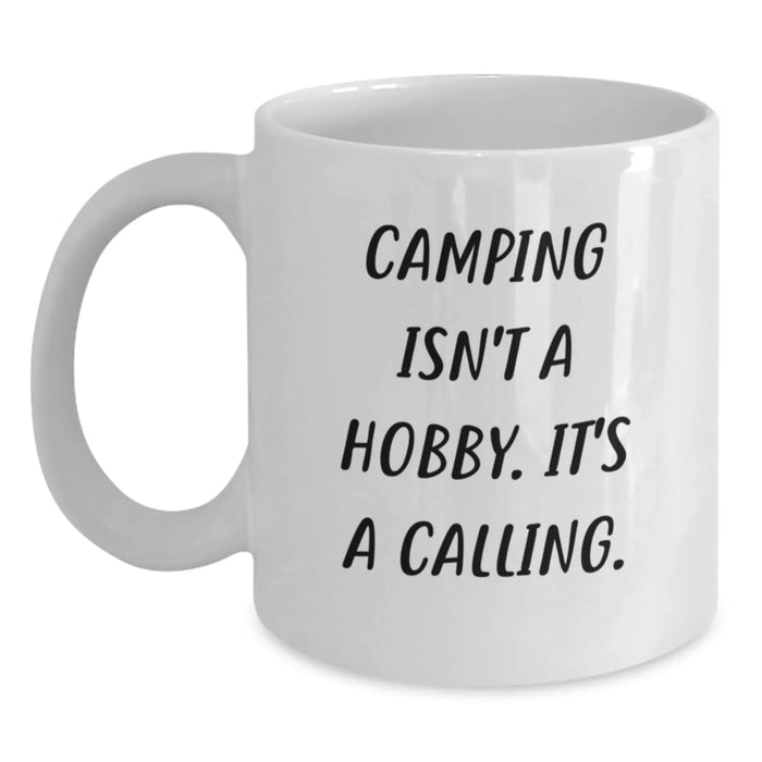 Funny Camping Quote White Coffee Mug Gifts for Camping Enthusiasts from Friends and Family for Christmas Morning - Main