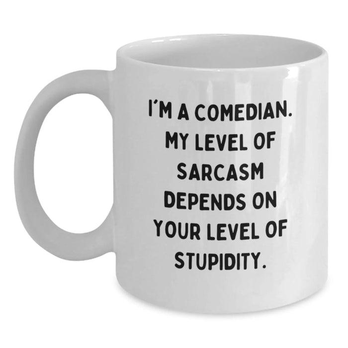 Funny Comedian White Coffee Mug, Gifts from Friends to Comedian, Comedian Lover Christmas Unique Gifts - Main