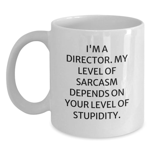 Funny Director Gifts from Friends and Family - White Coffee Mug for Director with Sarcasm Quote, Valentine's Unique Gifts for Him - Main